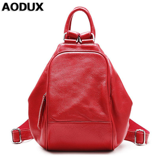 AODUX Elegant 100% Genuine Leather Women Backpack Female Top Layer Cowhide Ladies Bags First Layer Cow Leather Ladies Backpacks