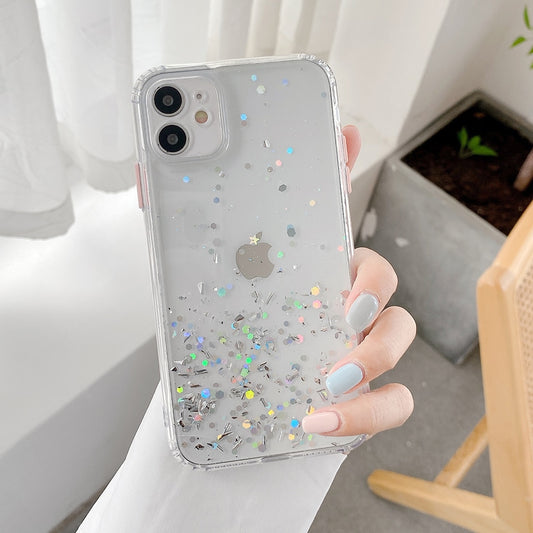 Mascherina Trasparente Paillettes Per iPhone 13 12 11 Pro Max 12 XR X XS Max 7 8
White