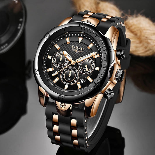 New Fashion Watch Uomo LIGE Top Brand Orologi Sportivi