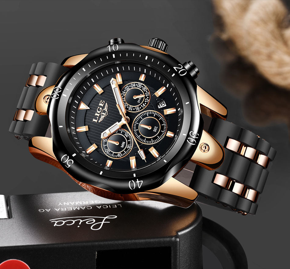 New Fashion Watch Uomo LIGE Top Brand Orologi Sportivi