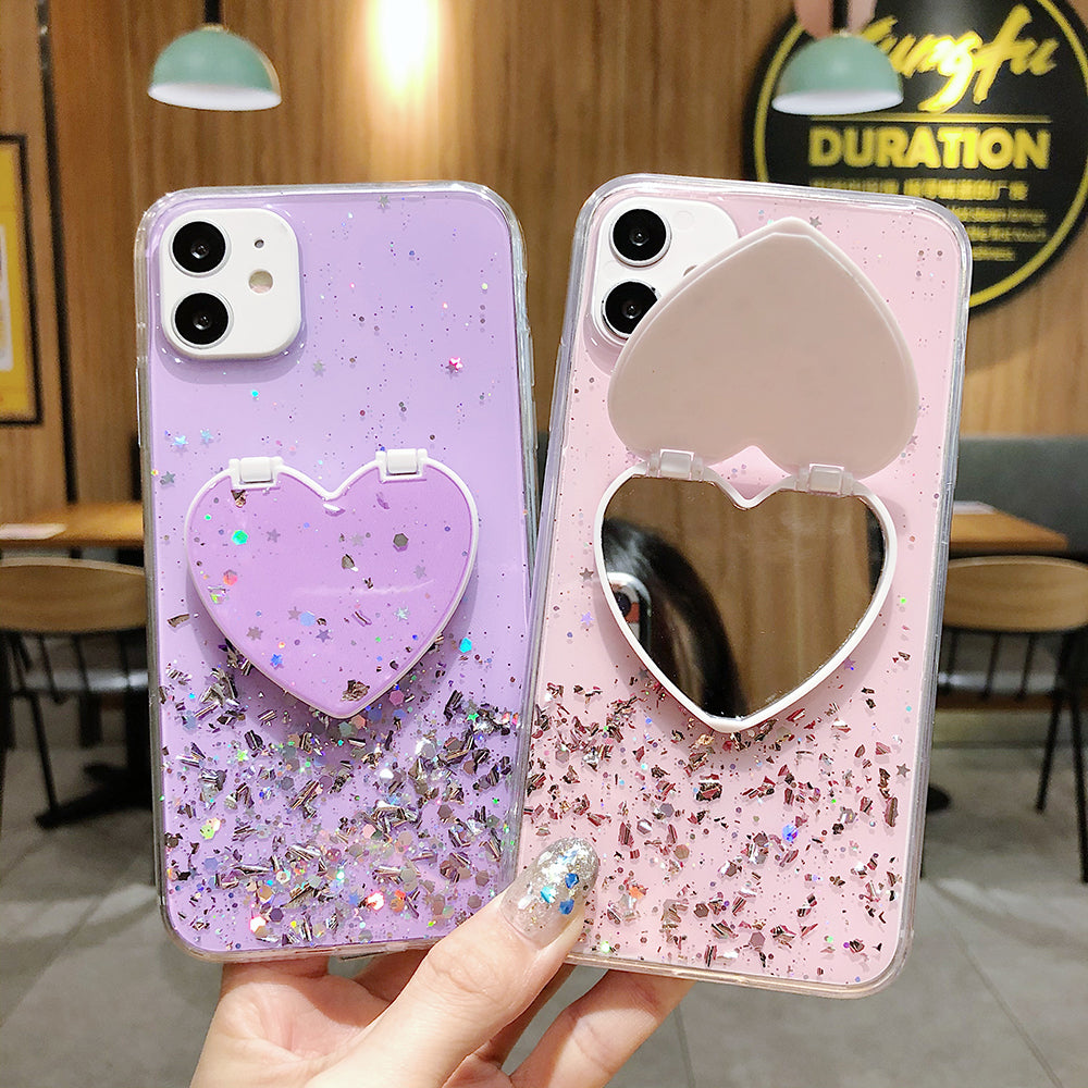 Make-up Specchio Paillettes Glitter Mascherina Per  iPhone 13 12 11 Pro Max XR X XS Max 7 8 
Purple