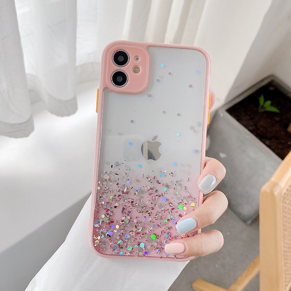 Mascherina Trasparente Paillettes Per iPhone 13 12 11 Pro Max 12 XR X XS Max 7 8
White