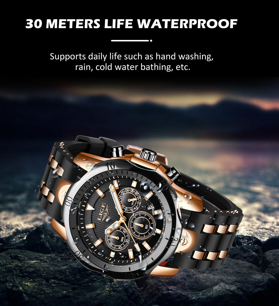 New Fashion Watch Uomo LIGE Top Brand Orologi Sportivi