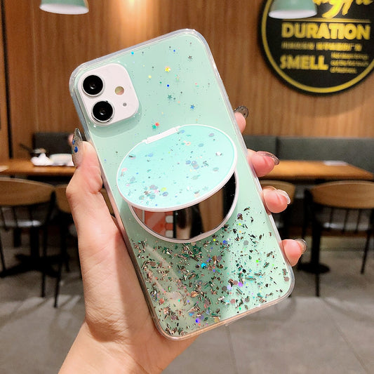 Make-up Specchio Paillettes Glitter Mascherina Per  iPhone 13 12 11 Pro Max XR X XS Max 7 8 
Green