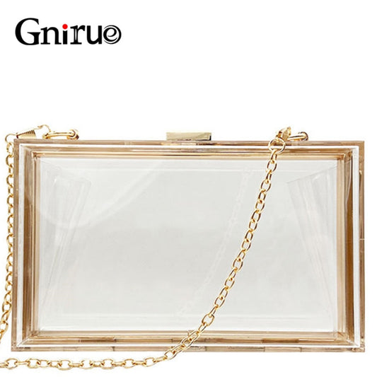 New Transparent Acrylic Bags Clear Clutches Evening Bags Wedding Party Handbags Chain Women Shoulder Bags Purses 9 Colors