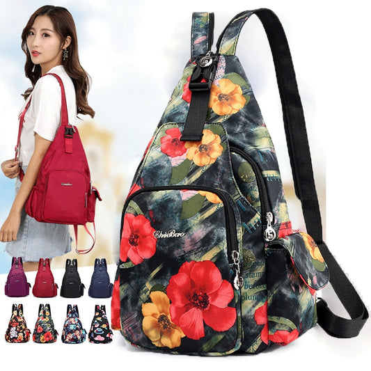 New Fashion Floral Printing Flower Shoulder Bag Crossbody Bags Chest Bags carteiras de cintura Multifunctional Women&#39;s Backpack