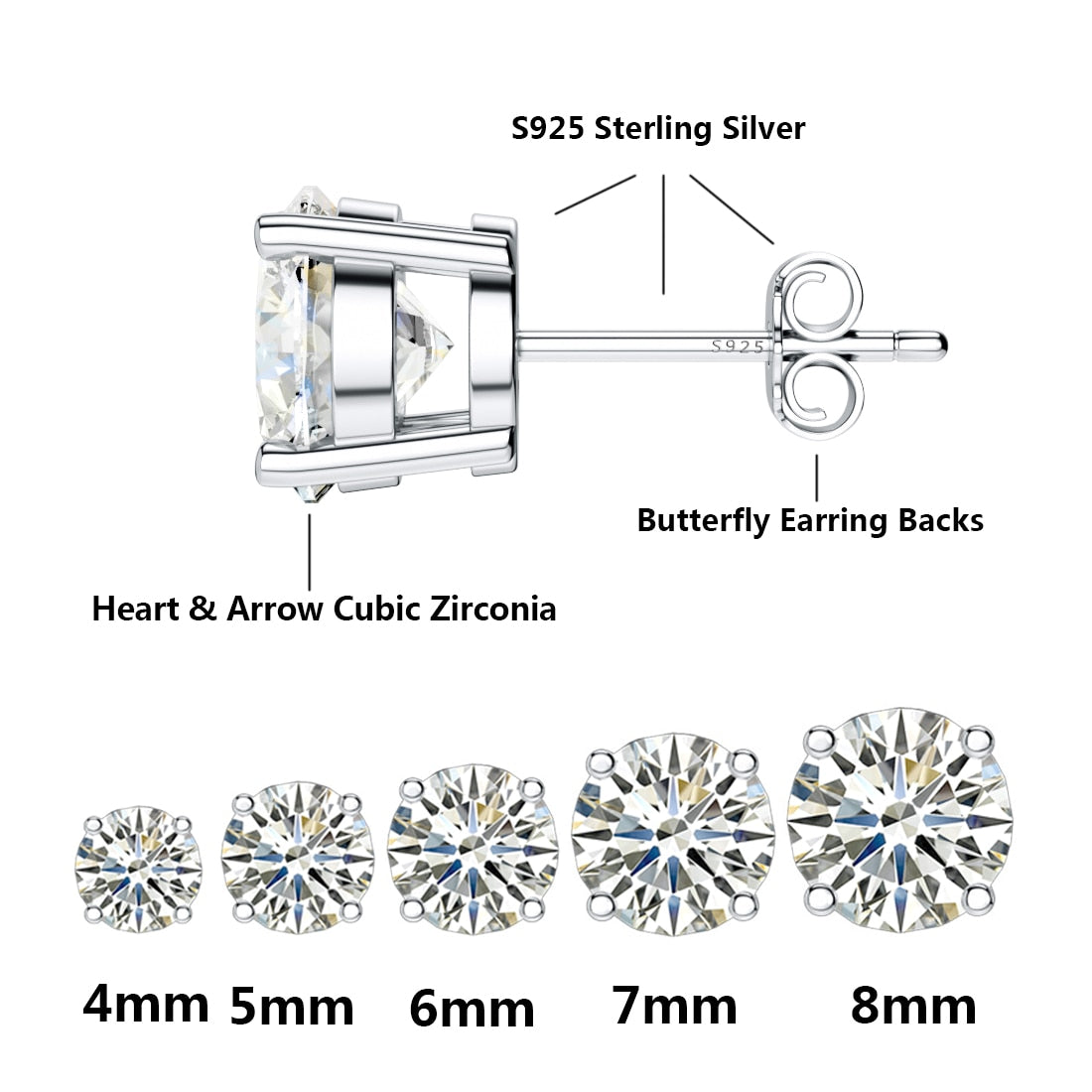 Orecchini In Argento 925 Pietra Zircone