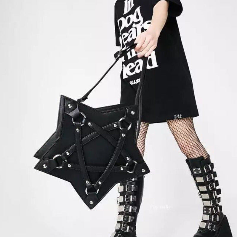 Dark Gothic Pentagramma Borsa A Tracolla Unisex Punk