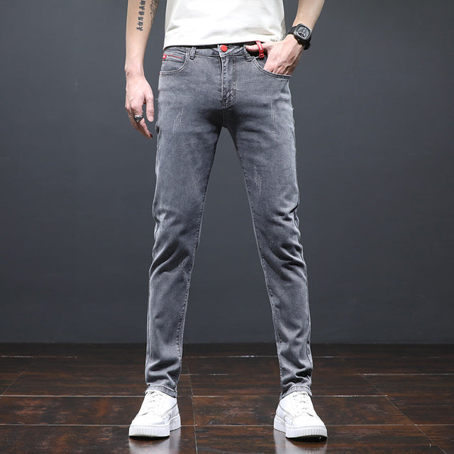 Jeans dritti elasticizzati grigi slim fit