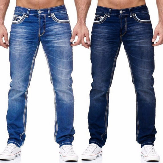 Jeans dritti uomo vita alta  Streetwear Skinny Denim