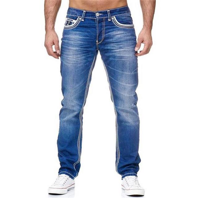 Jeans dritti uomo vita alta  Streetwear Skinny Denim