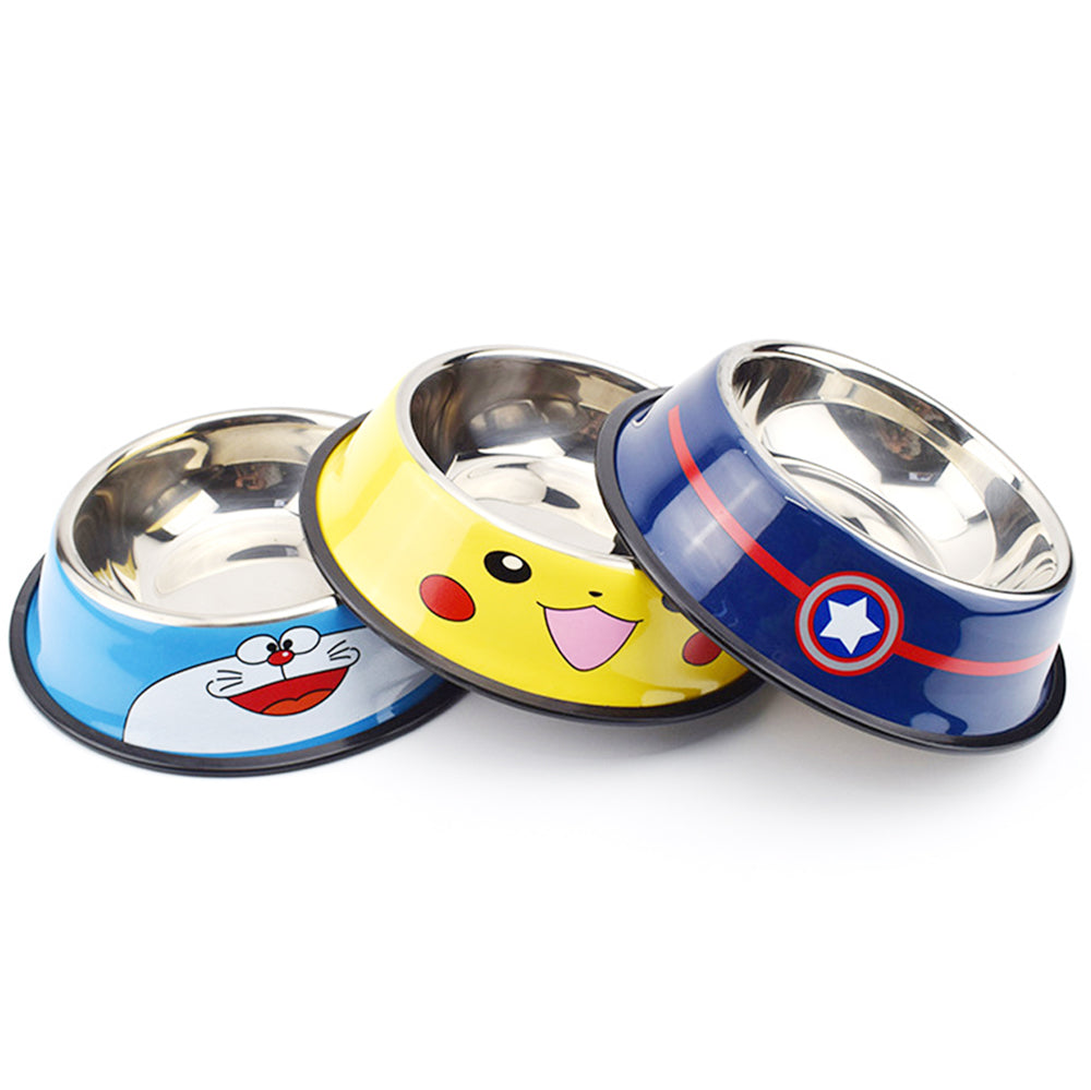 Pet Dog Cat Food Bowl Cartoon acciaio inossidabile