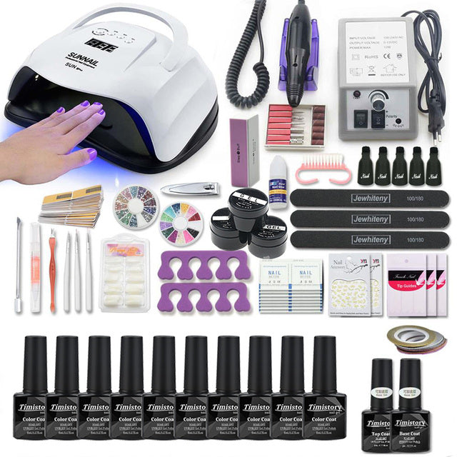 Set Super Manicure per Kit unghie con lampada per unghie a led 20000RPM trapano per unghie Kit smalto per unghie Kit acrilico Set di strumenti per Nail Art