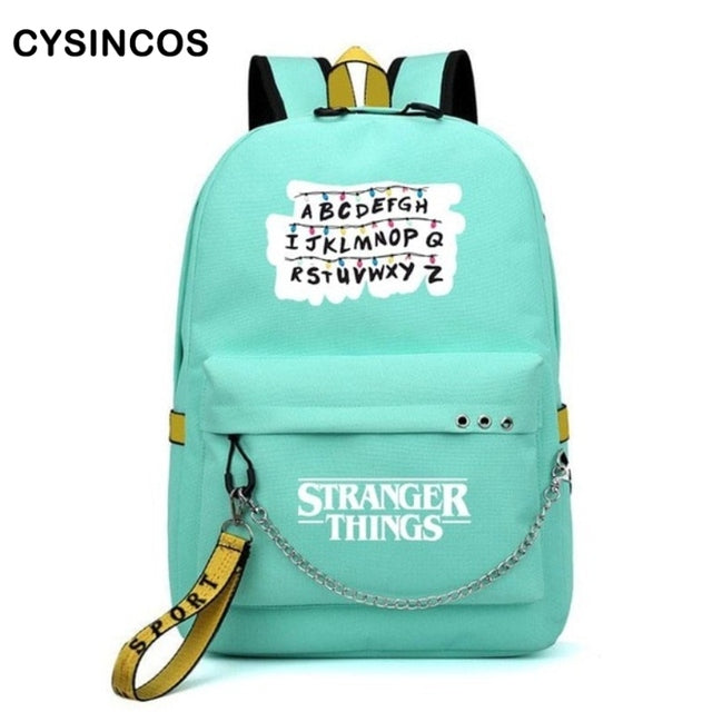 USB Travel Women Backpack Stranger Things