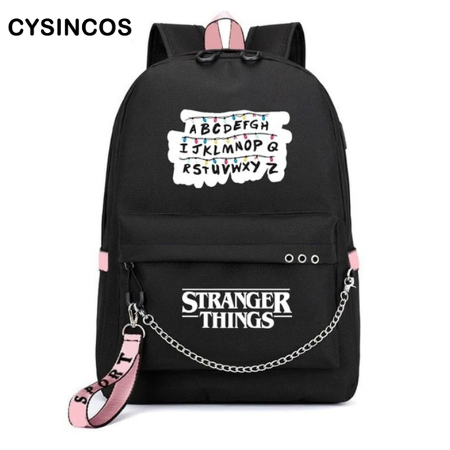 USB Travel Women Backpack Stranger Things