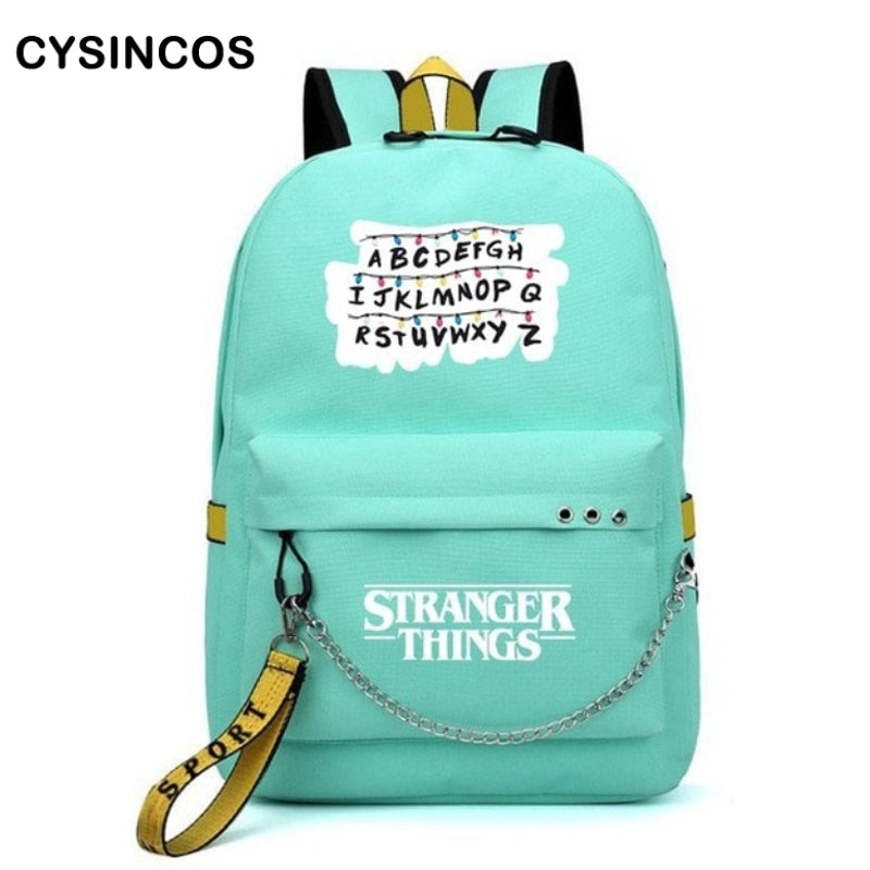 USB Travel Women Backpack Stranger Things